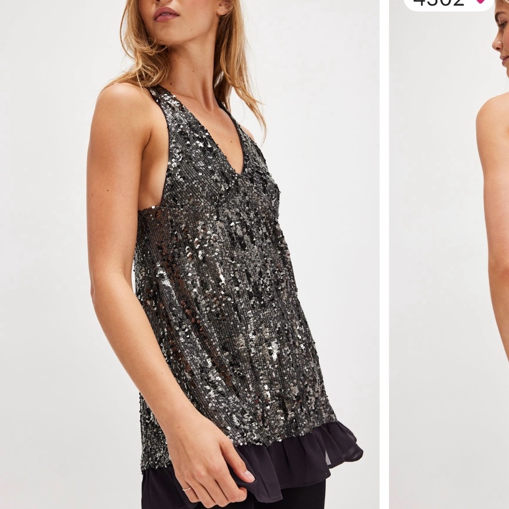 Sequin Black Sleeveless Top